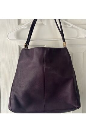 Coach Purple Leather Shoulder Tote